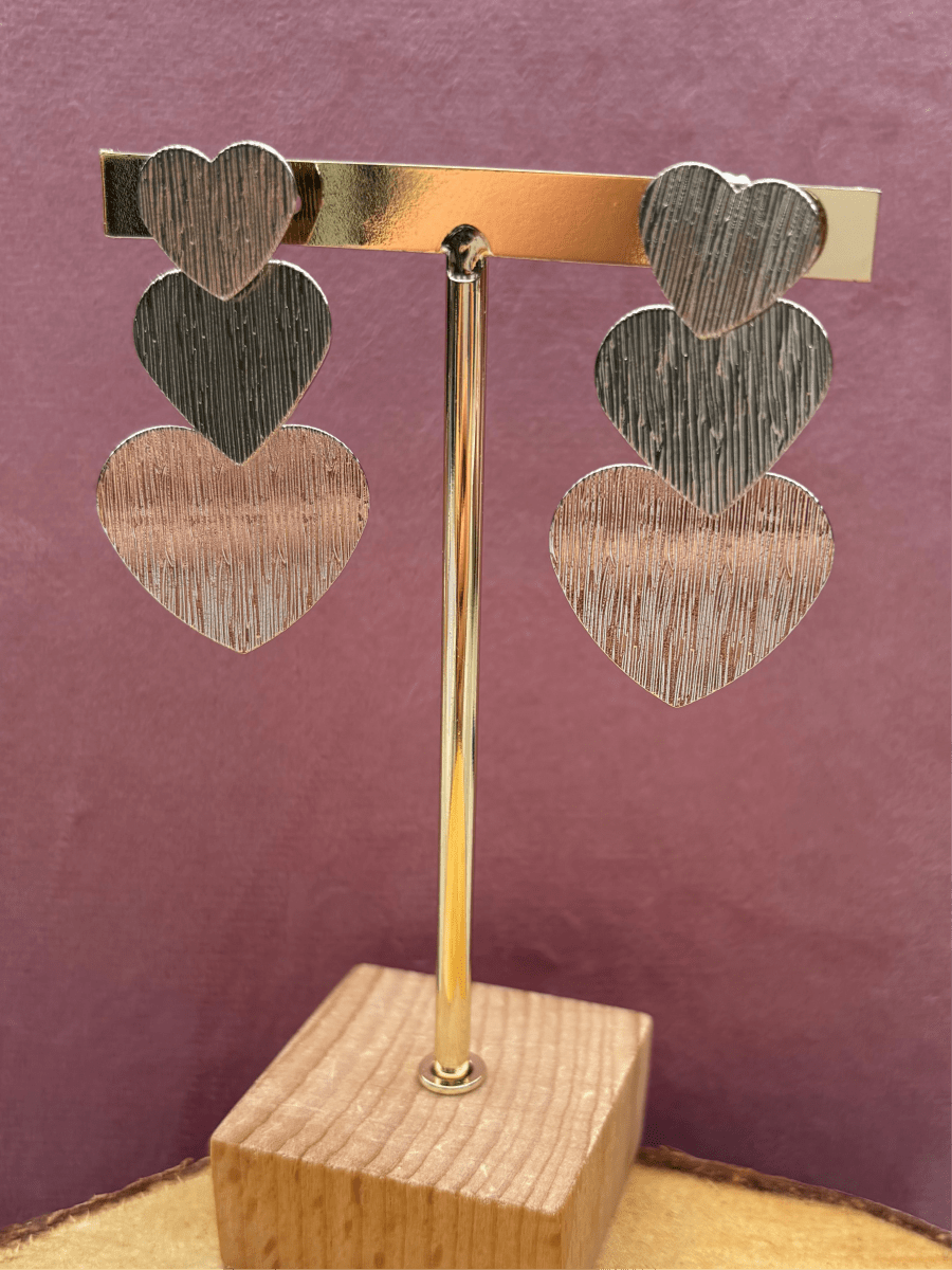 Trendy Zilver en Goud Stainless Steel Hartjes Clip Oorbel