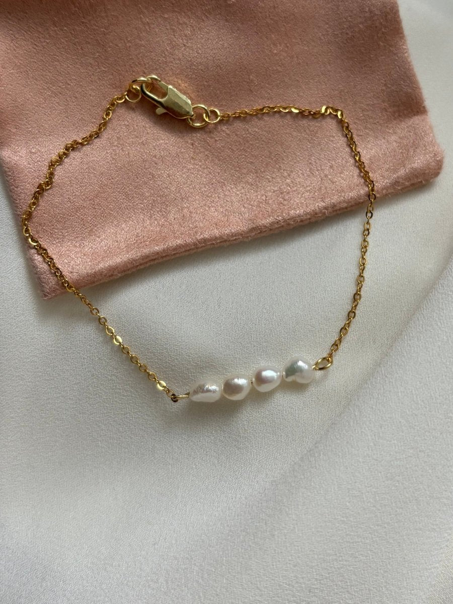 Trendy Pearl Drop Armband van stainless steel – elegante ketting met parels, verkrijgbaar in goud en zilver