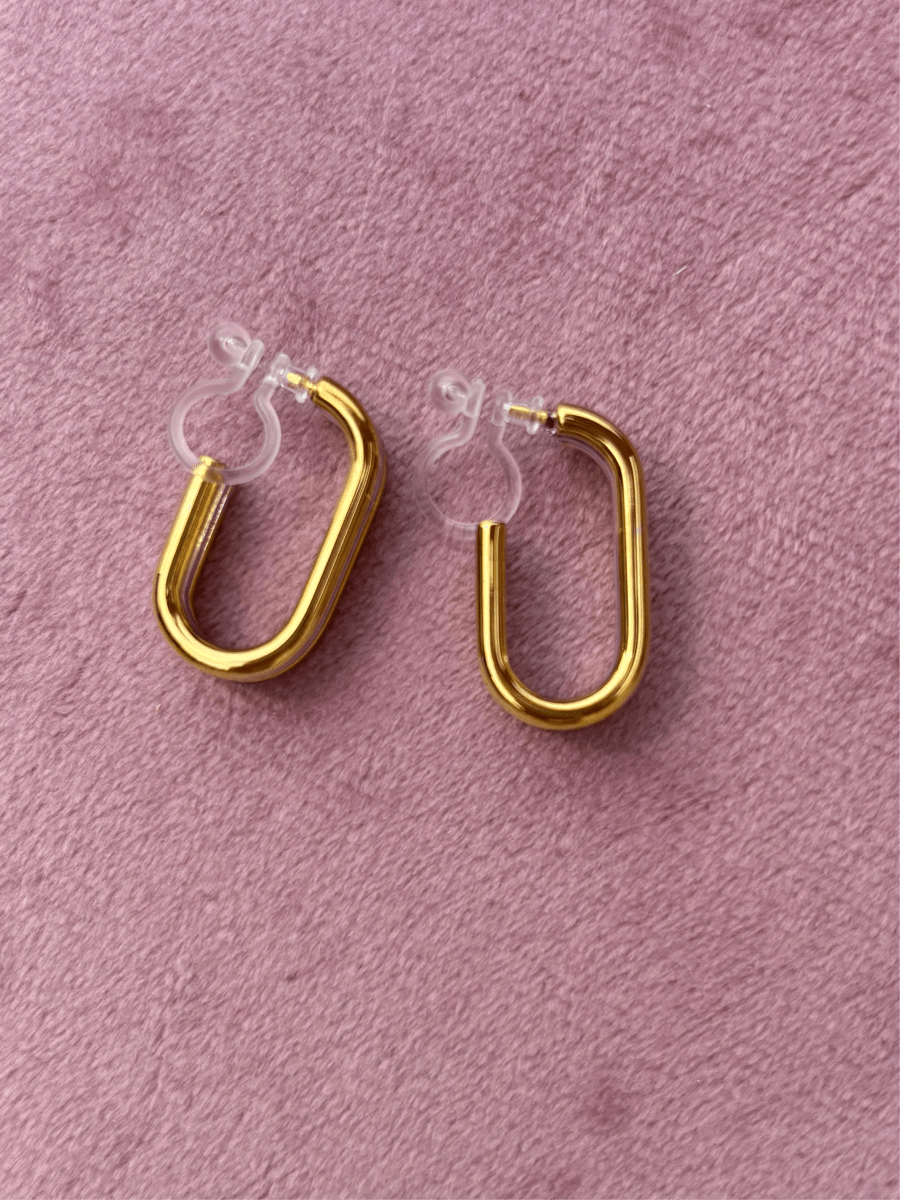 Trendy gouden Stainless Steel Clip Oorbel met zilver