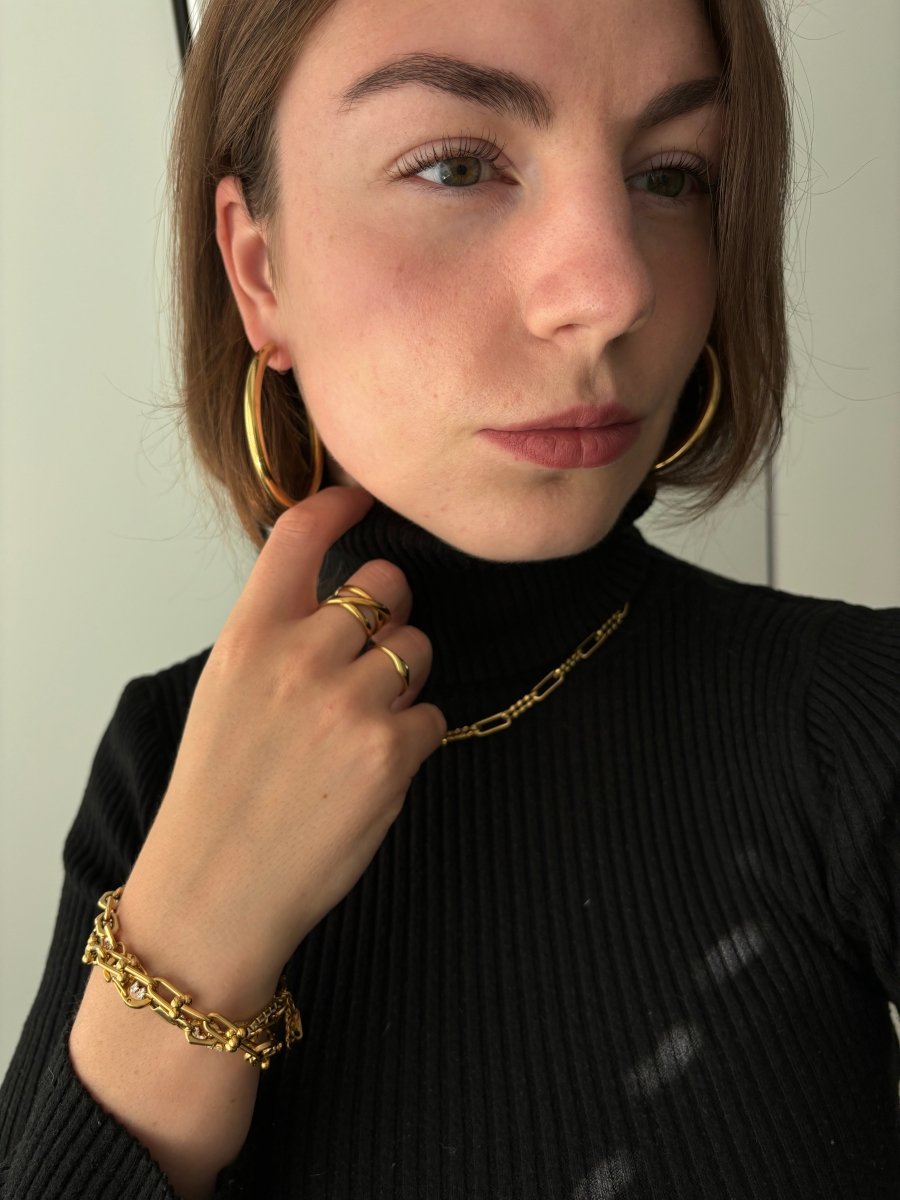 Trendy gouden Stainless Steel Clip Oorbel