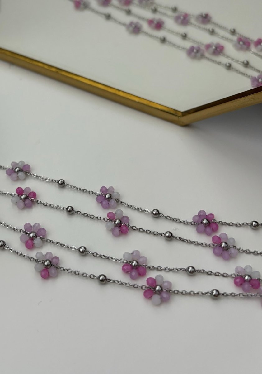 Trendy Zilver Stainless Steel Bloemetjes Armband