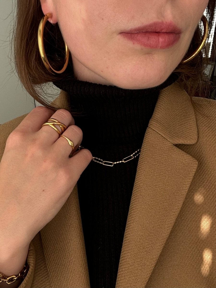 Trendy gouden Stainless Steel Clip Oorbel