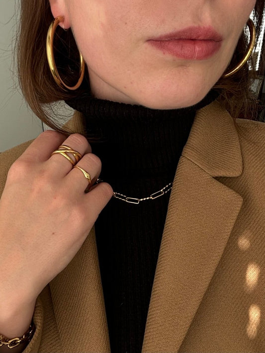 Trendy gouden Stainless Steel Clip Oorbel