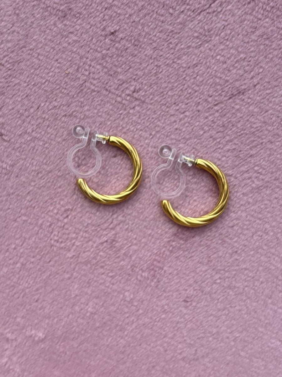 Trendy gouden Stainless Steel Clip Oorbel