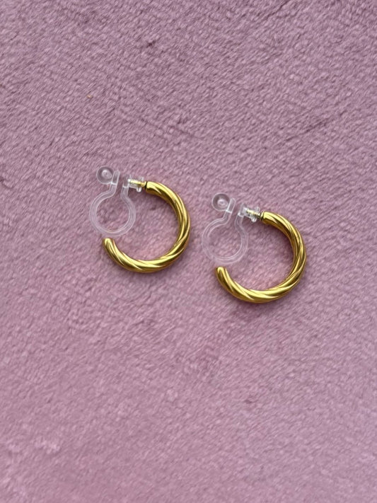 Trendy gouden Stainless Steel Clip Oorbel