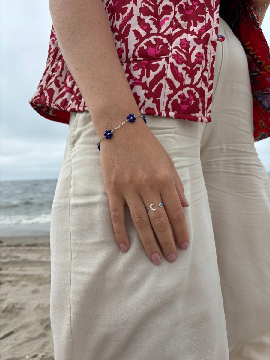 Trendy Zilver Stainless Steel Bloemetjes Armband