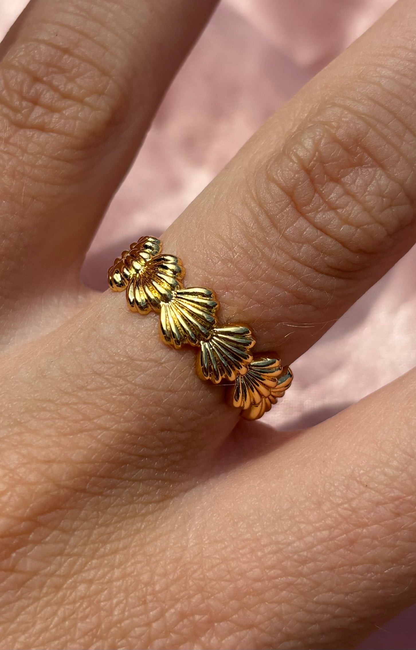 Trendy verstelbare Shell ring van stainless steel in Goud – verkleurt niet, stijlvol en geschikt voor iedereen