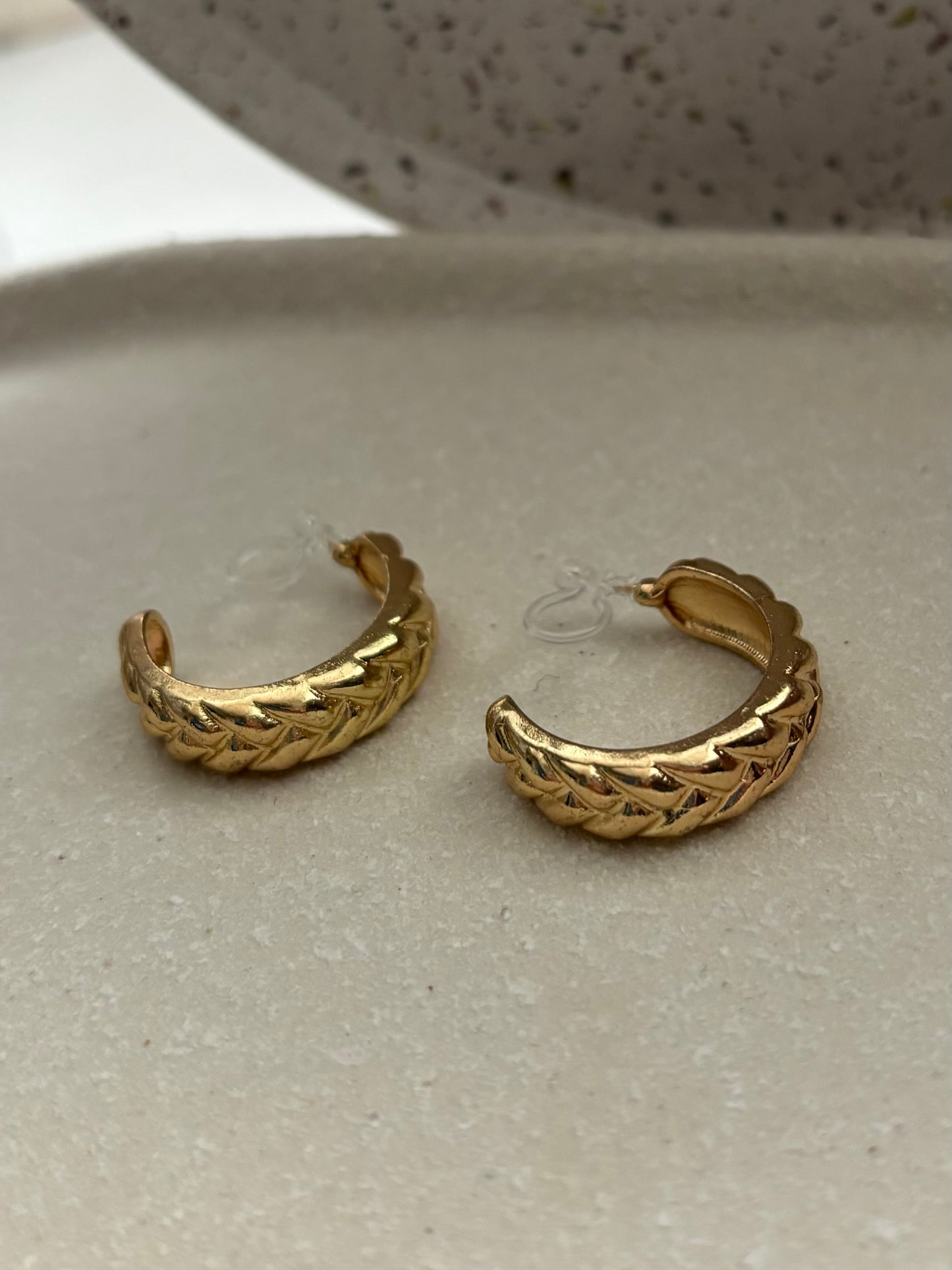 Trendy gold Clip on Earrings
