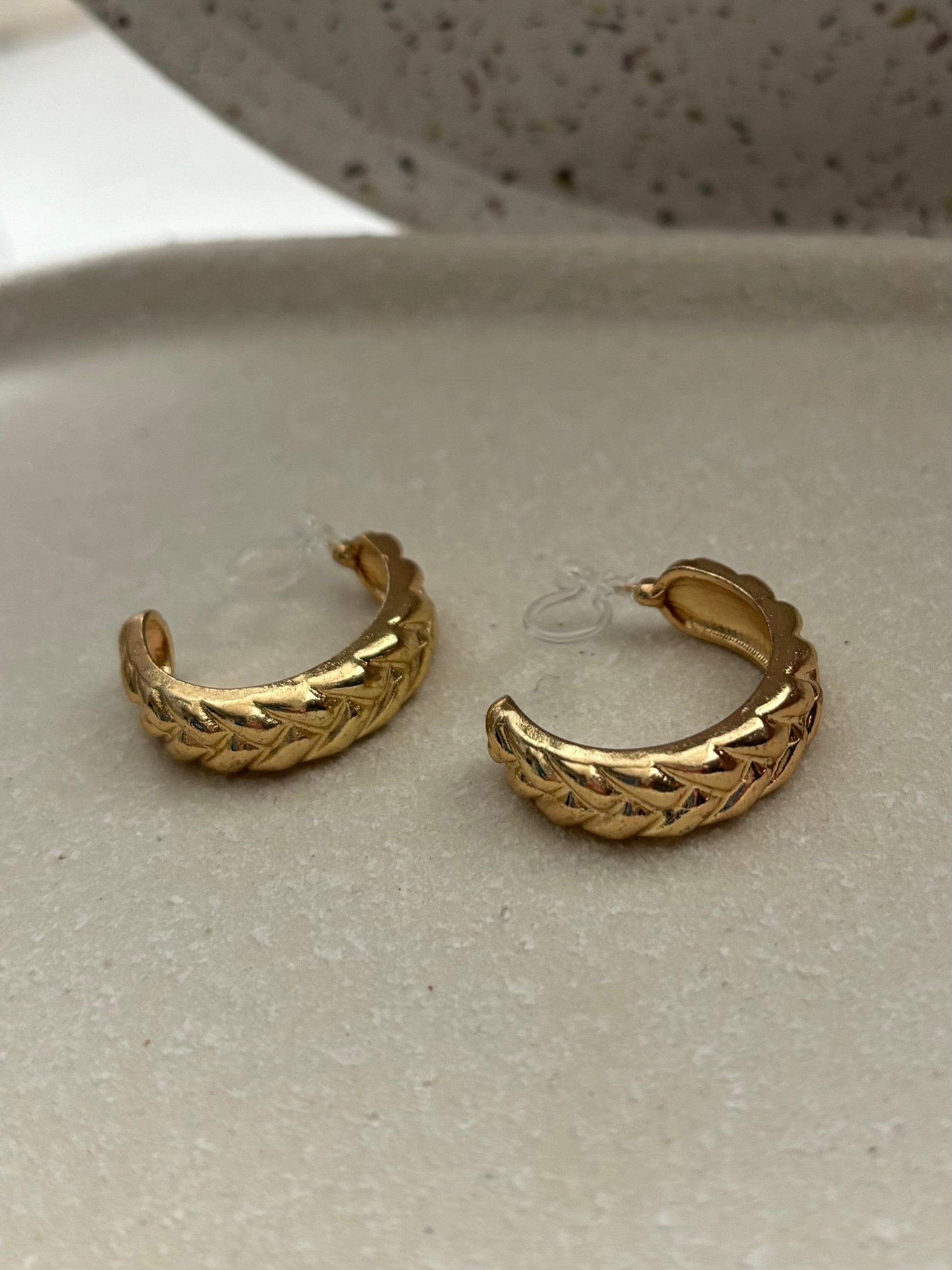 Trendy gold Clip on Earrings