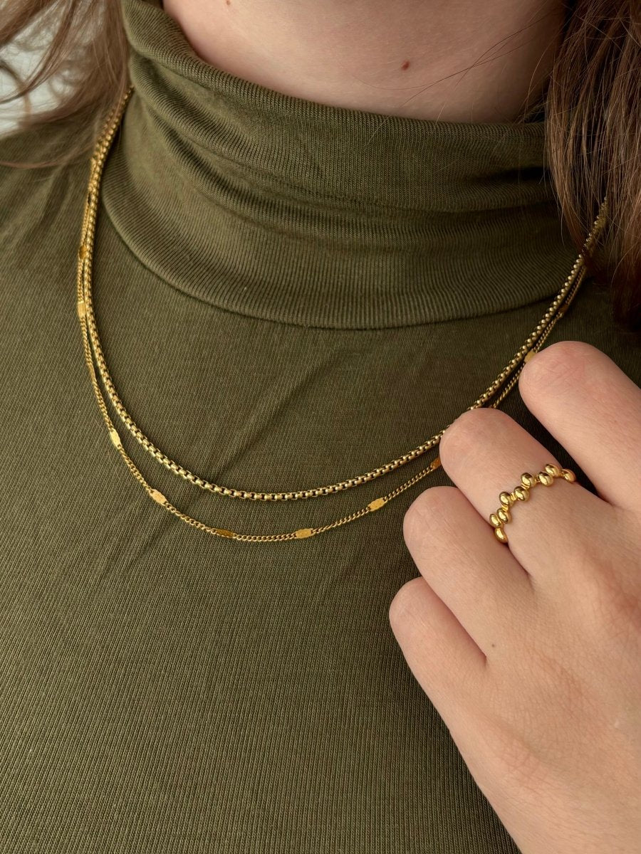 Trendy Blok Chain ketting van hoogwaardig Stainless Steel – goudkleurig, modern blokdesign, duurzaam en perfect voor gelaagde sieradenlooks