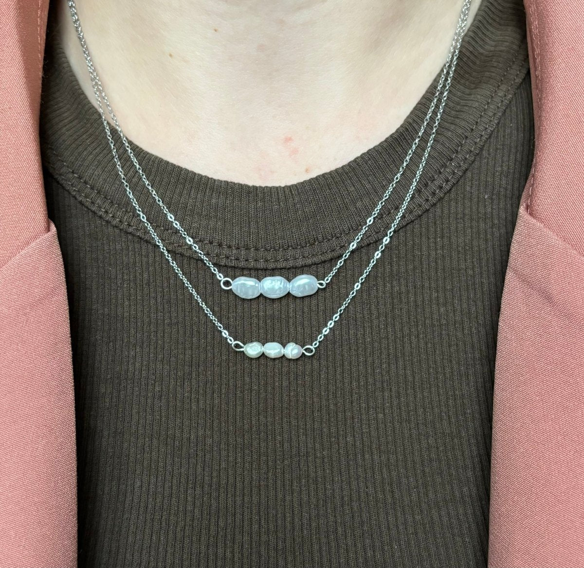 Trendy Pearl Drop Ketting van stainless steel – elegante ketting met parels, verkrijgbaar in goud en zilver