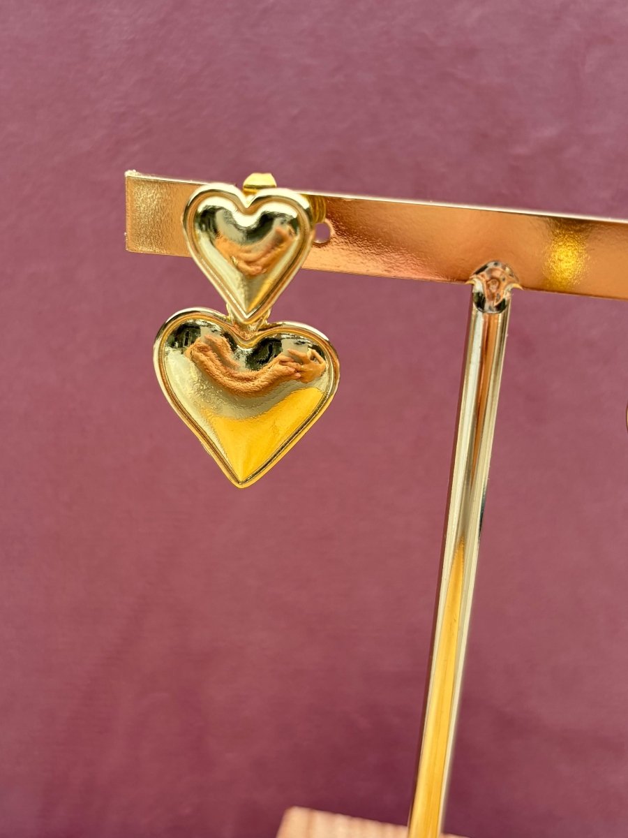 Trendy gouden Stainless Steel Clip Oorbel Hartjes