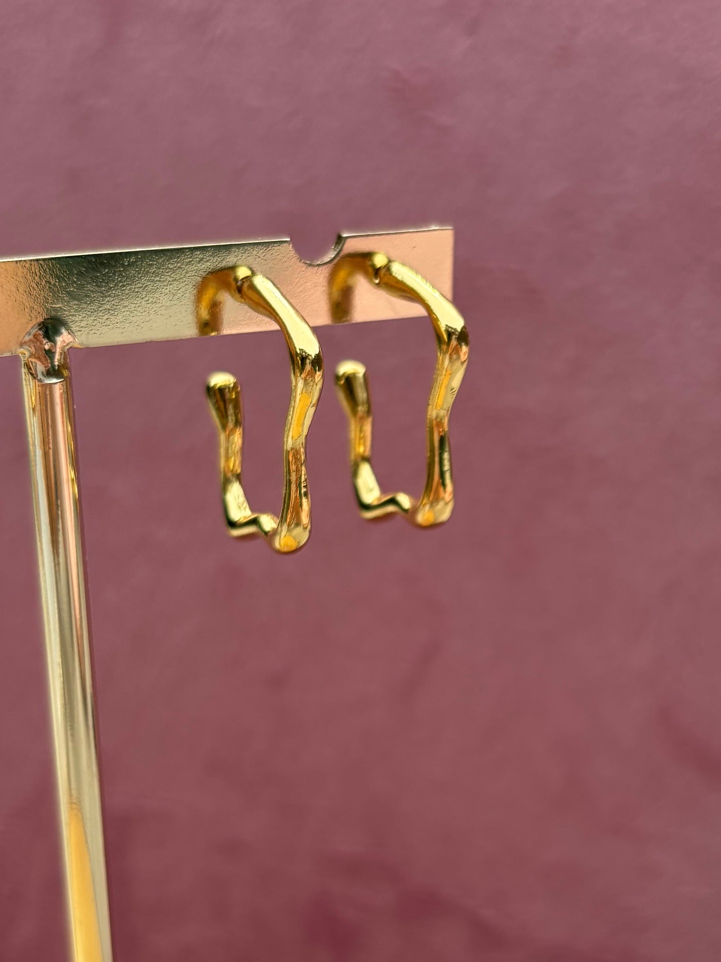 Trendy gouden Stainless Steel Clip Oorbel wavey