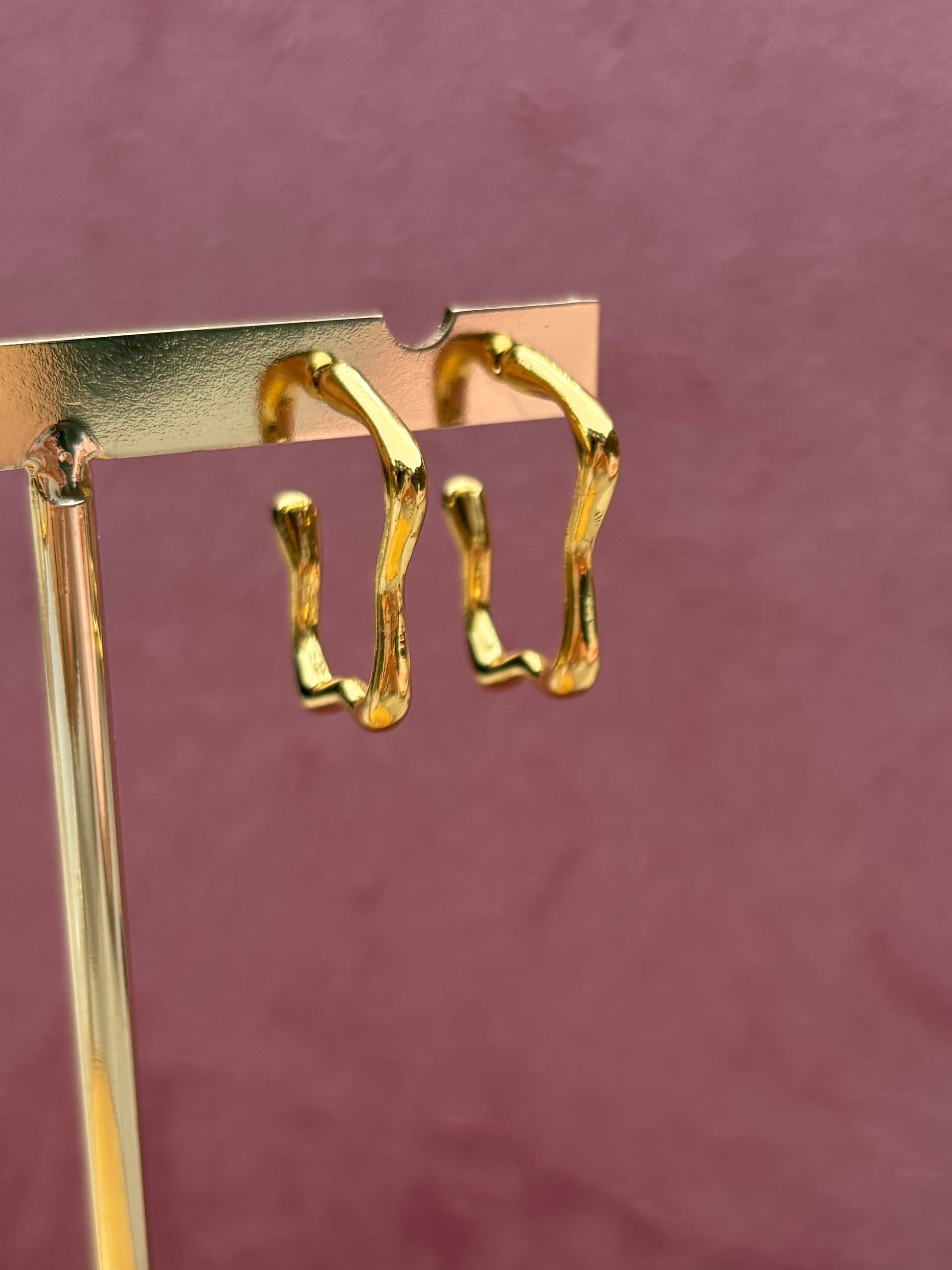 Trendy gouden Stainless Steel Clip Oorbel wavey