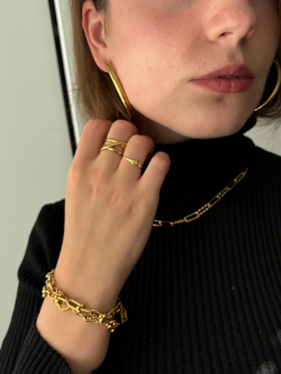 Trendy gouden Stainless Steel Clip Oorbel