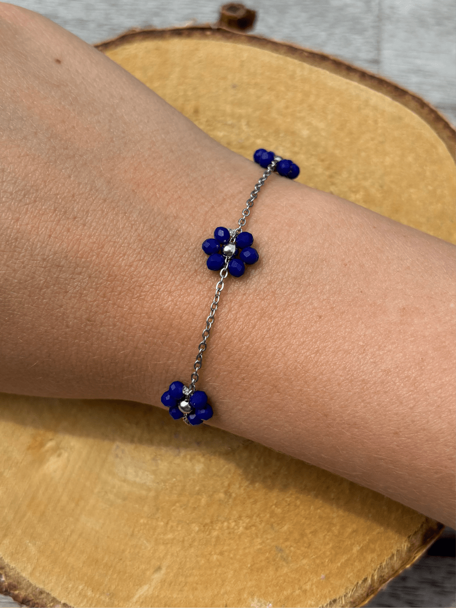 Trendy Zilver Stainless Steel Bloemetjes Armband