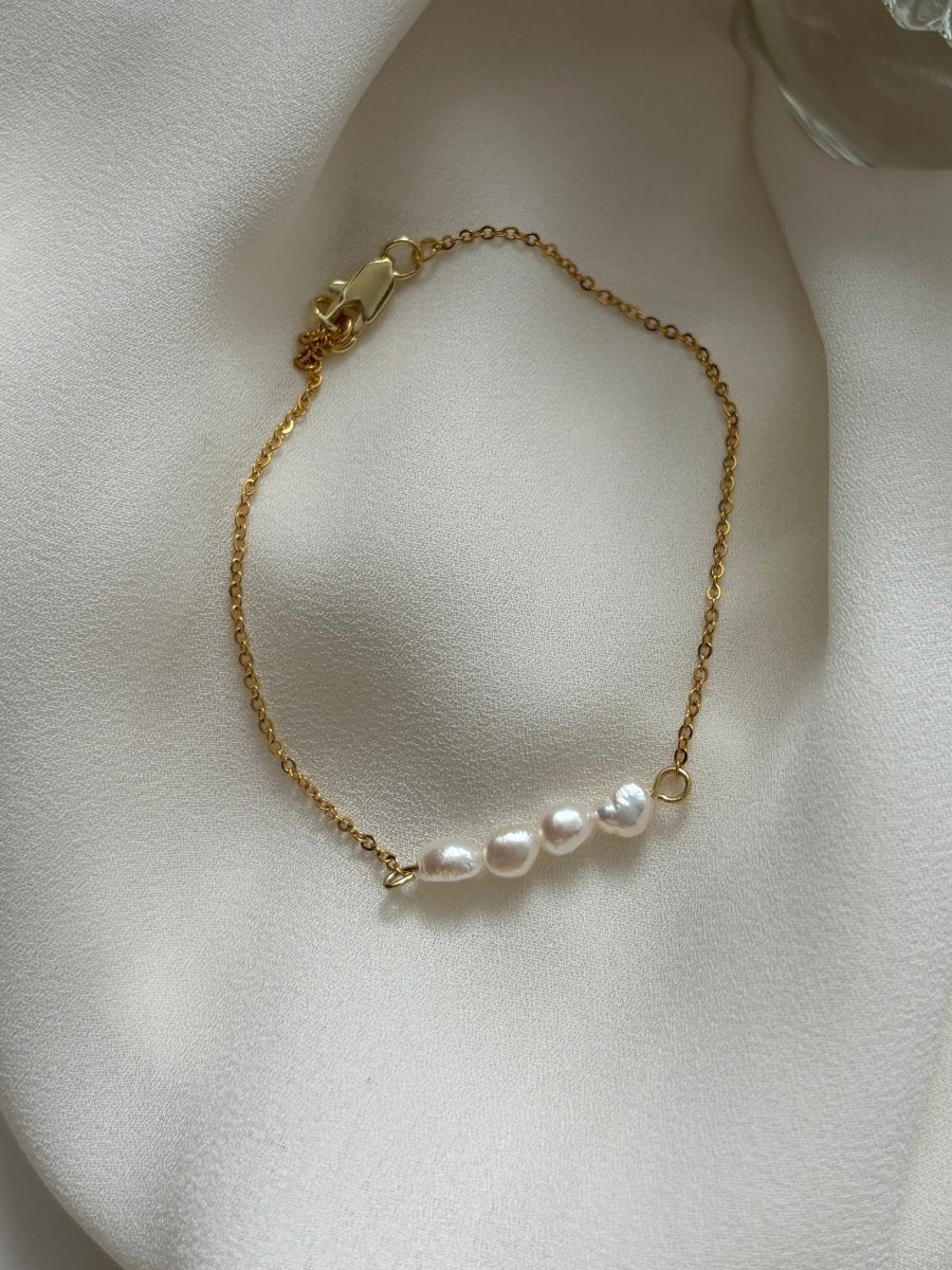 Trendy Pearl Drop Armband van stainless steel – elegante ketting met parels, verkrijgbaar in goud en zilver