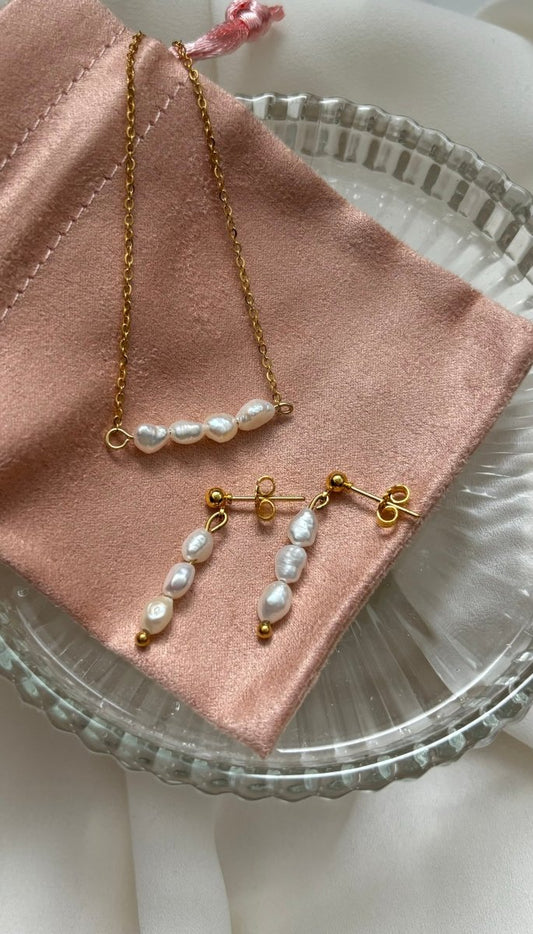 Trendy Pearl Drop Oorbel van stainless steel – elegante ketting met parels, verkrijgbaar in goud en zilver