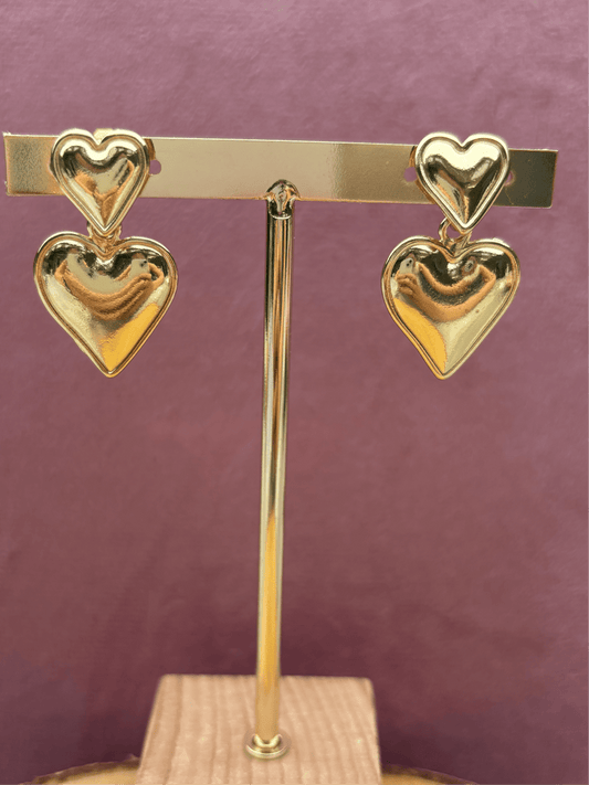 Trendy Hearts oorbel van Stainless Steel – verkrijgbaar in goud en zilver, stijlvolle oorbellen met clip optie