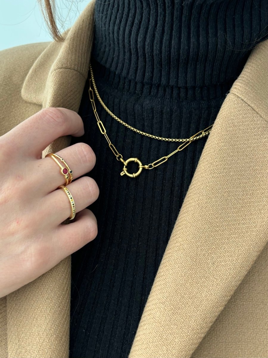 Trendy Blok Chain ketting van hoogwaardig Stainless Steel – goudkleurig, modern blokdesign, duurzaam en perfect voor gelaagde sieradenlooks