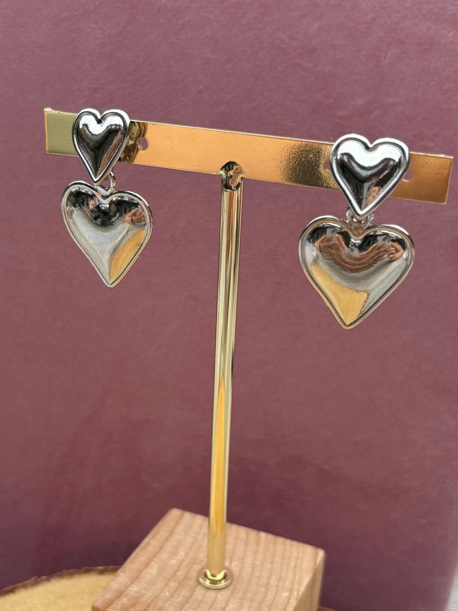 Trendy Zilver Stainless Steel Clip Oorbel Hartjes