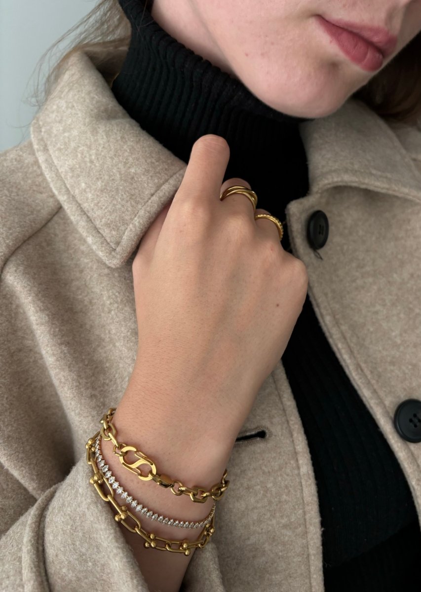 Trendy Gouden stainless steel armband