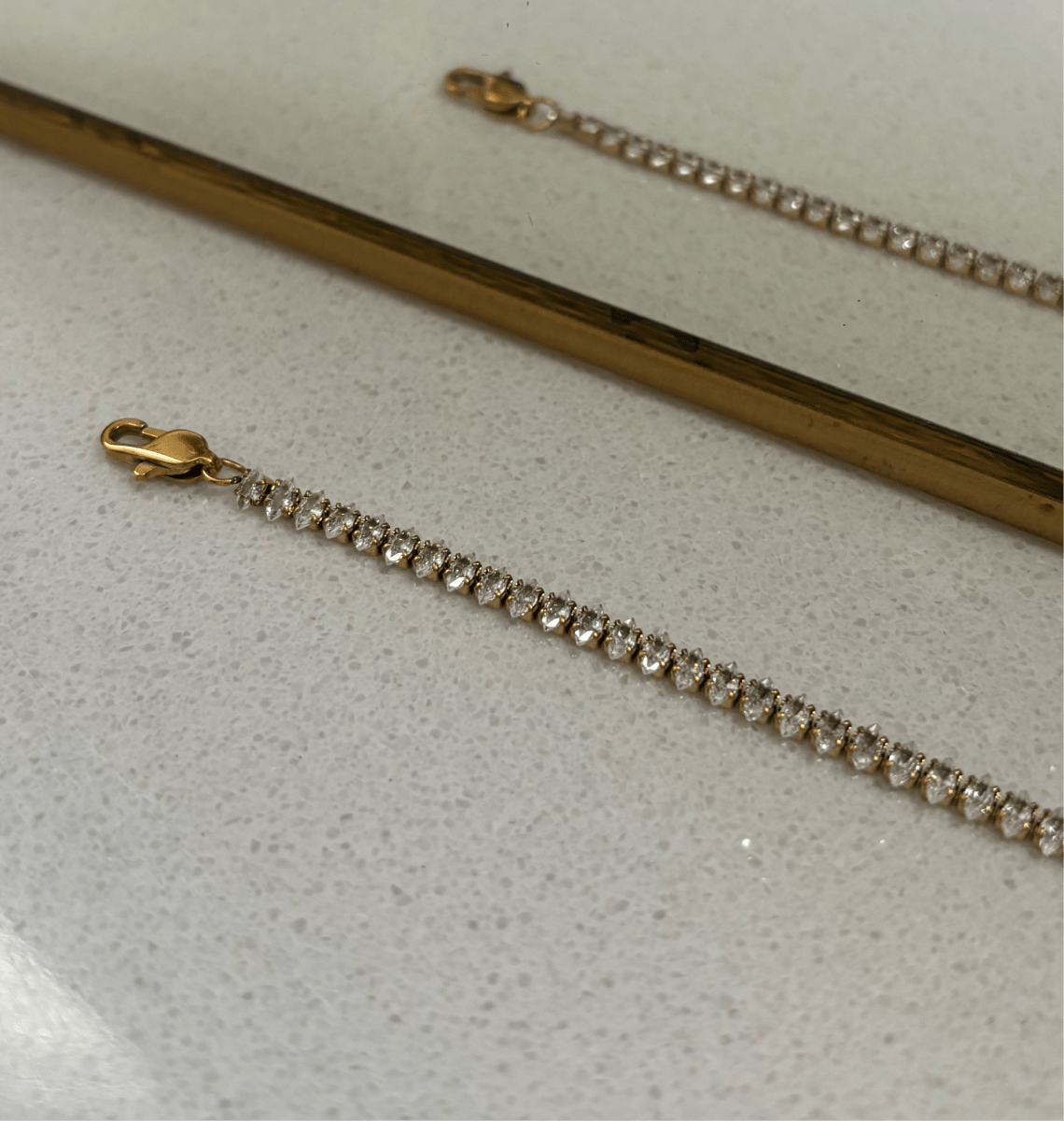 Trendy Gouden stainless steel armband met stenen