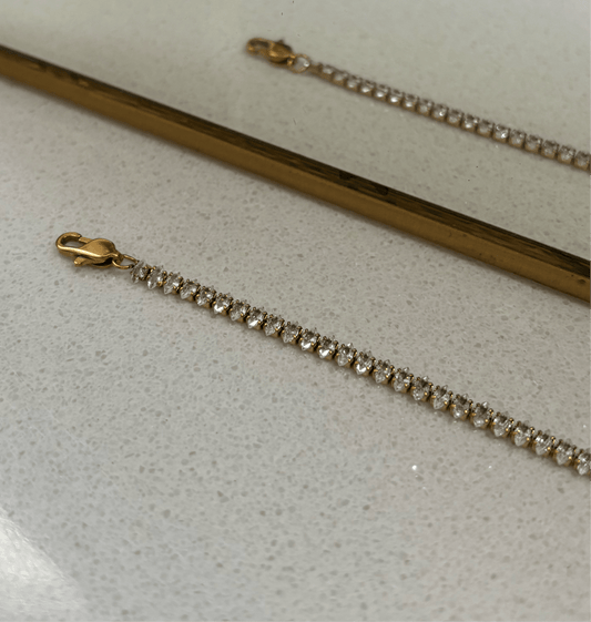 Trendy Gouden stainless steel armband met stenen