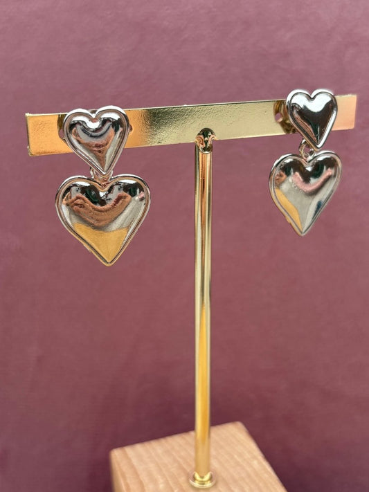 Trendy Zilver Stainless Steel Clip Oorbel Hartjes