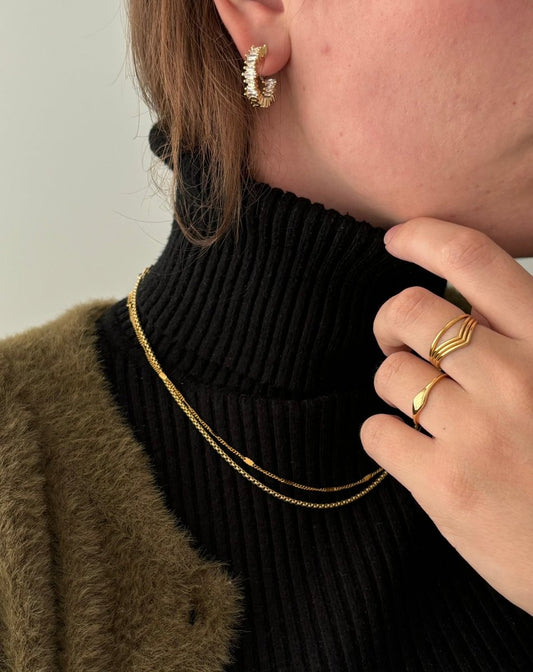 Trendy Flat Chain ketting van Stainless steel in goud – minimalistisch ontwerp, duurzaam en hypoallergeen, perfect voor gelaagde sieradenlooks of solo voor een elegante uitstraling