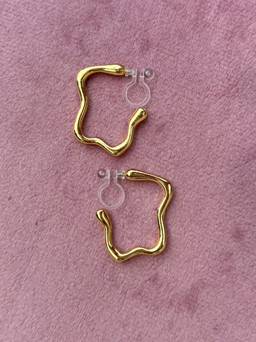 Trendy Goud Stainless Steel Clip Oorbel Wave