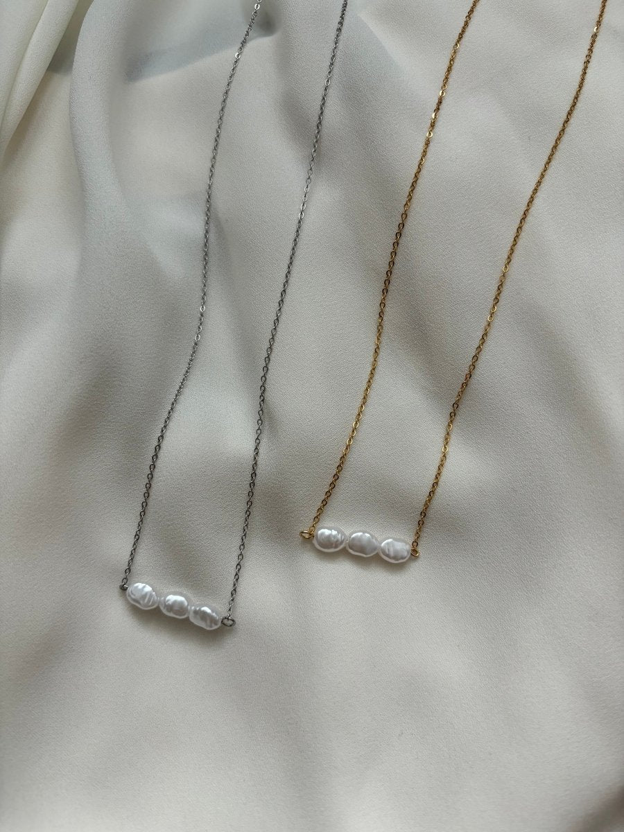 Trendy Pearl Drop Ketting van stainless steel – elegante ketting met parels, verkrijgbaar in goud en zilver