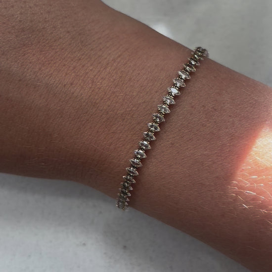 Trendy Gouden stainless steel armband met stenen